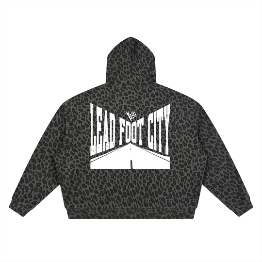 Unisex Leopard Print Waffle Full Zip Hoodie