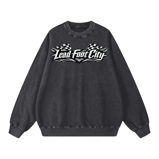 Snow Washed Oversized Lead Foot City Sweatshirt
