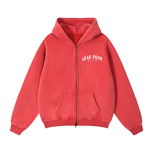 Lead Foot Boot Zip-Through Boxy Fleece Hoodie