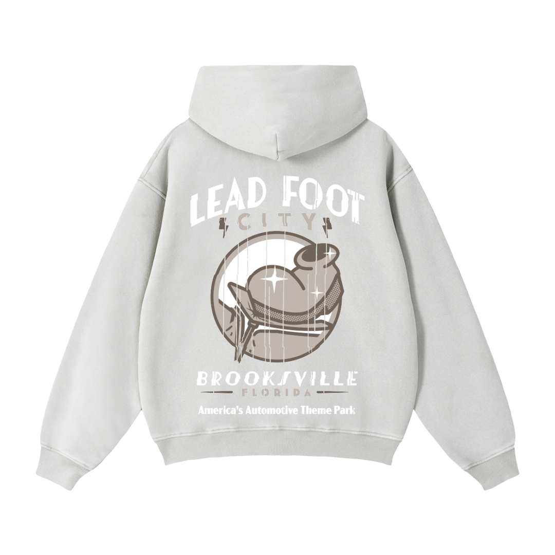 Lead Foot Boot Zip-Through Boxy Fleece Hoodie