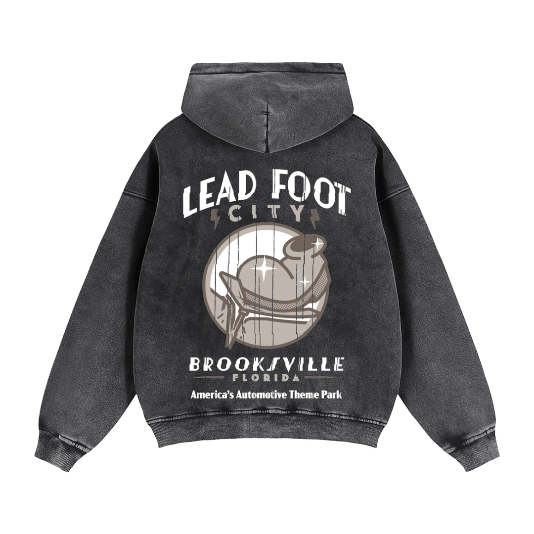 Lead Foot Boot Zip-Through Boxy Fleece Hoodie