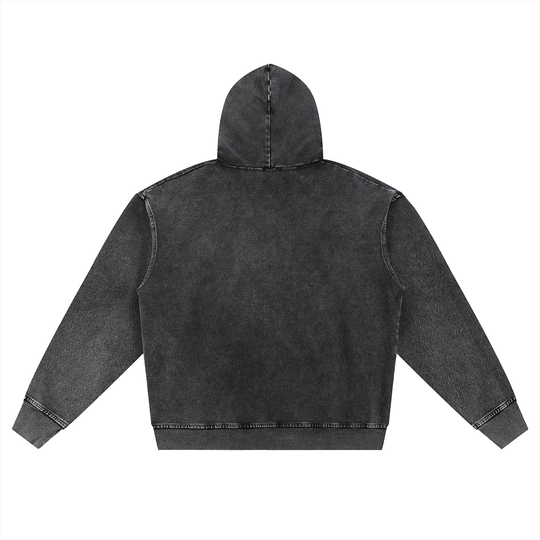 Snow Wash Oversized Zip-Up Hoodie