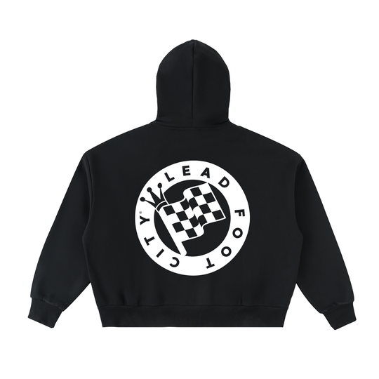 Fleeced Full-Zip Boxy Hoodie