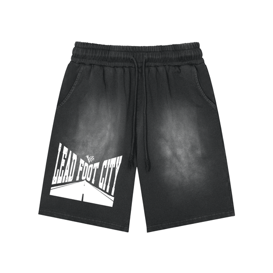 Rectangle Patch Monkey Washed Shorts