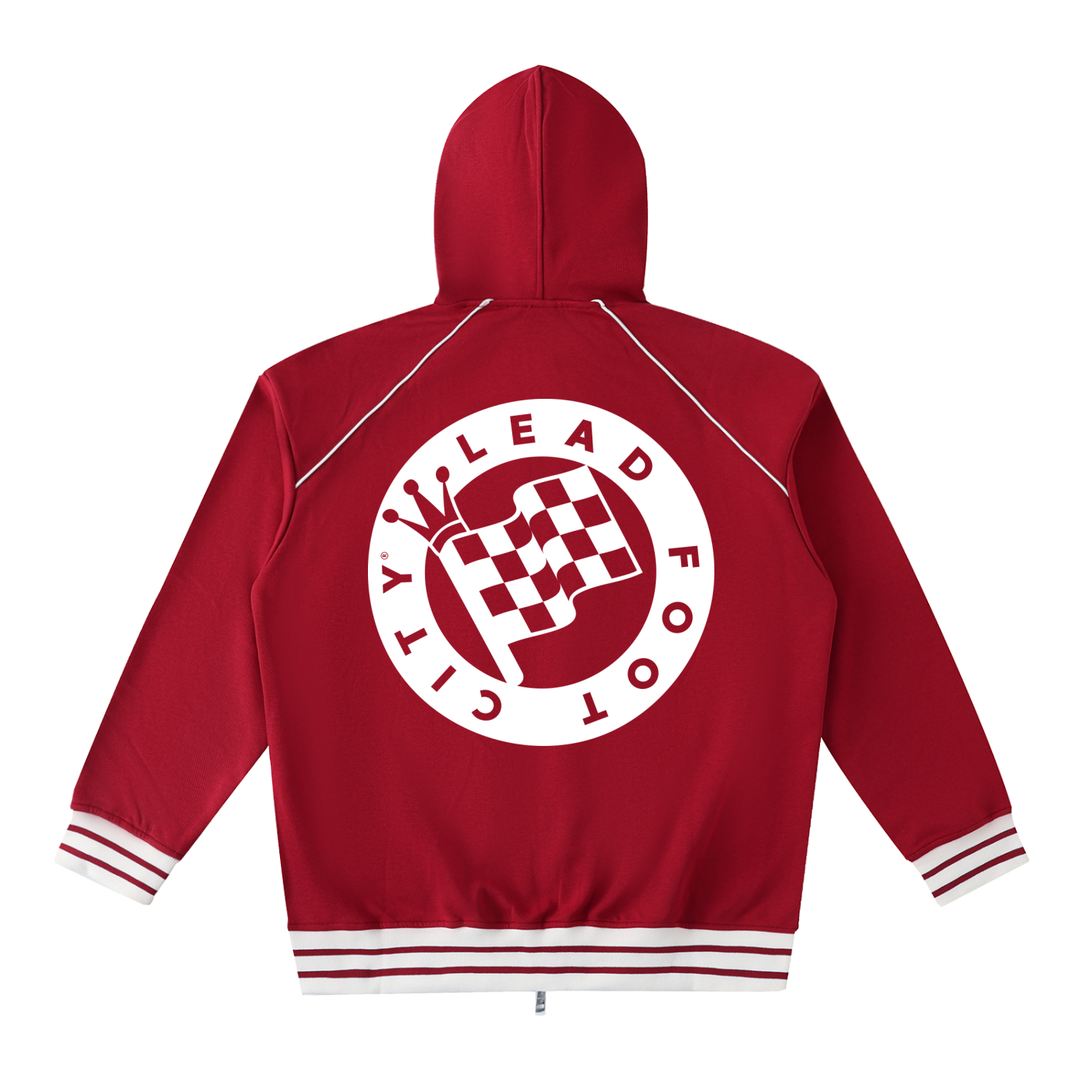 Striped Trim Zip-Up Hoodie