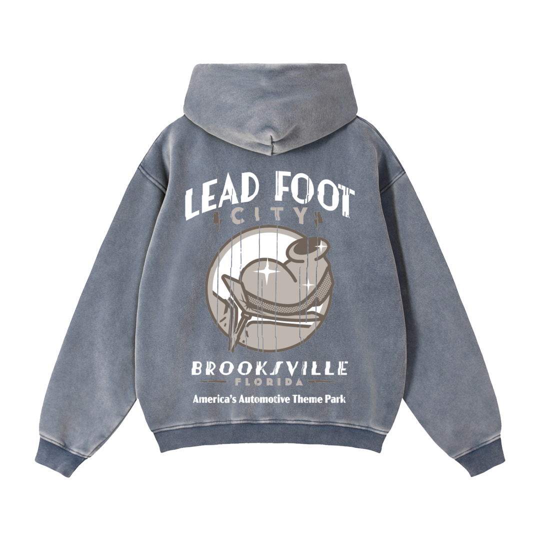 Lead Foot Boot Zip-Through Boxy Fleece Hoodie