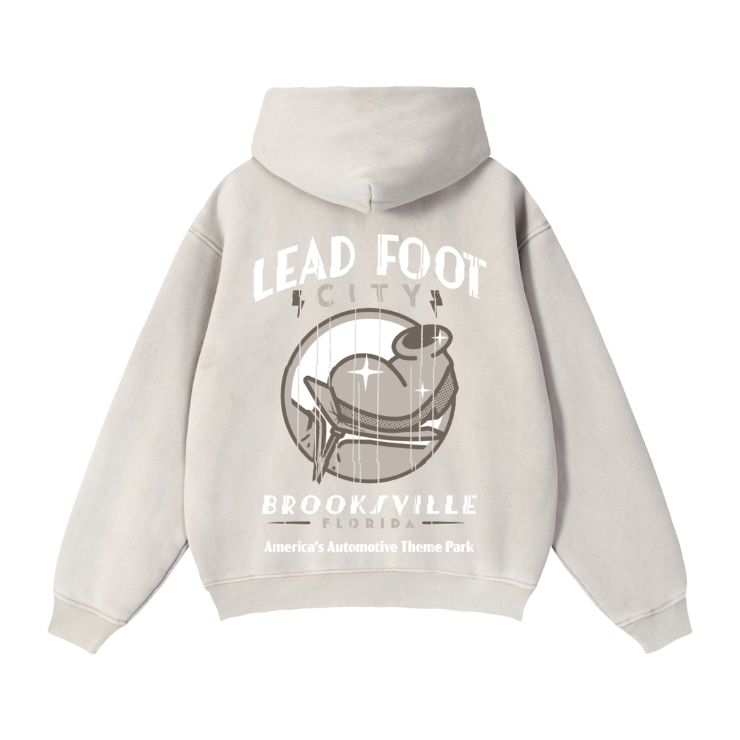 Lead Foot Boot Zip-Through Boxy Fleece Hoodie