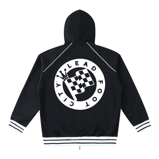 Striped Trim Zip-Up Hoodie