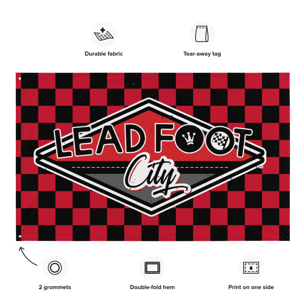 Lead Foot City Red Checkered Flag