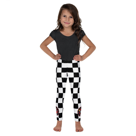 Kid's Leggings with checkered Lead Foot City Royal Flag