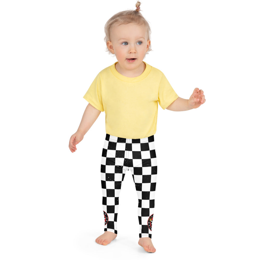 Kid's Leggings with checkered Lead Foot City Royal Flag