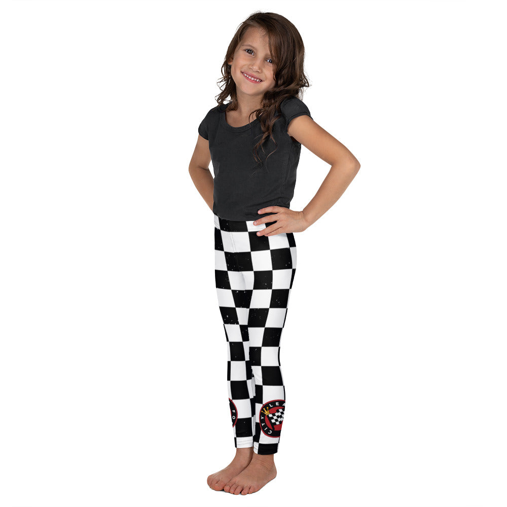 Kid's Leggings with checkered Lead Foot City Royal Flag