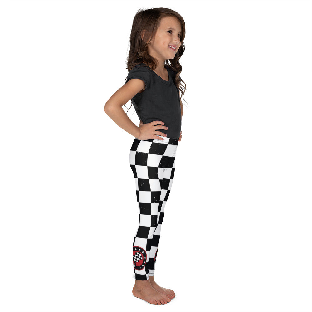 Kid's Leggings with checkered Lead Foot City Royal Flag