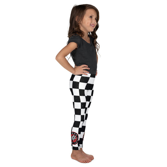 Kid's Leggings with checkered Lead Foot City Royal Flag