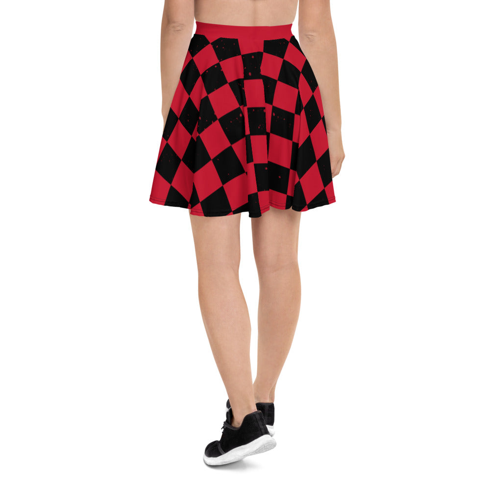 Red Checkered Skater Skirt with Lead Foot City Royal Flag