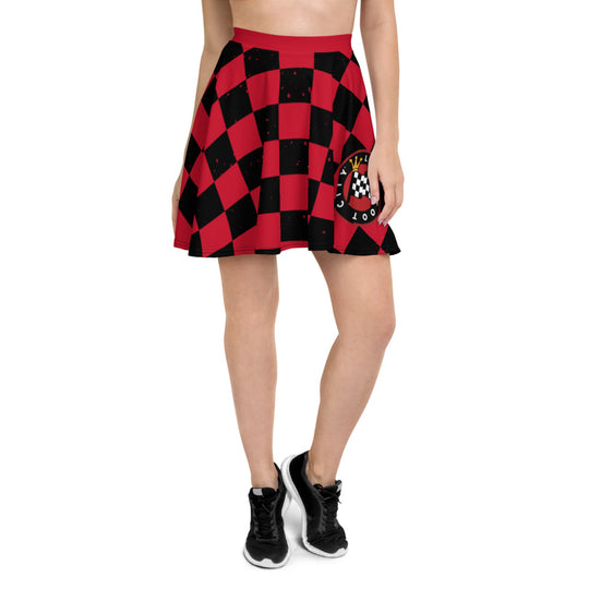 Red Checkered Skater Skirt with Lead Foot City Royal Flag