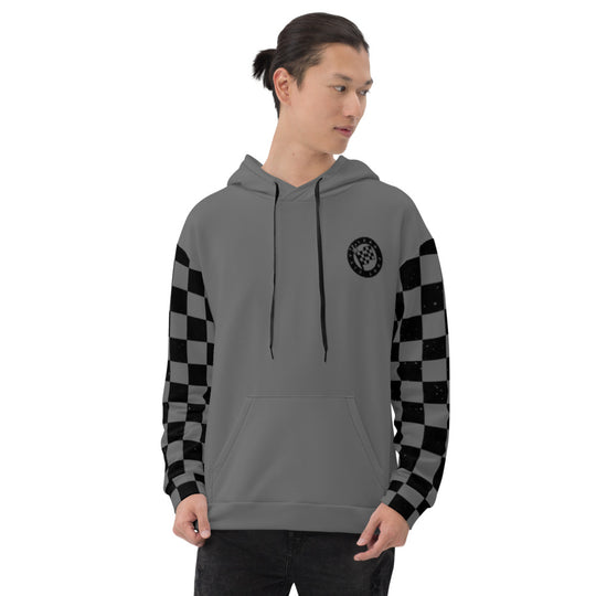 Unisex Gray Hoodie with Checkered arms from the HAUL Ass-ociation