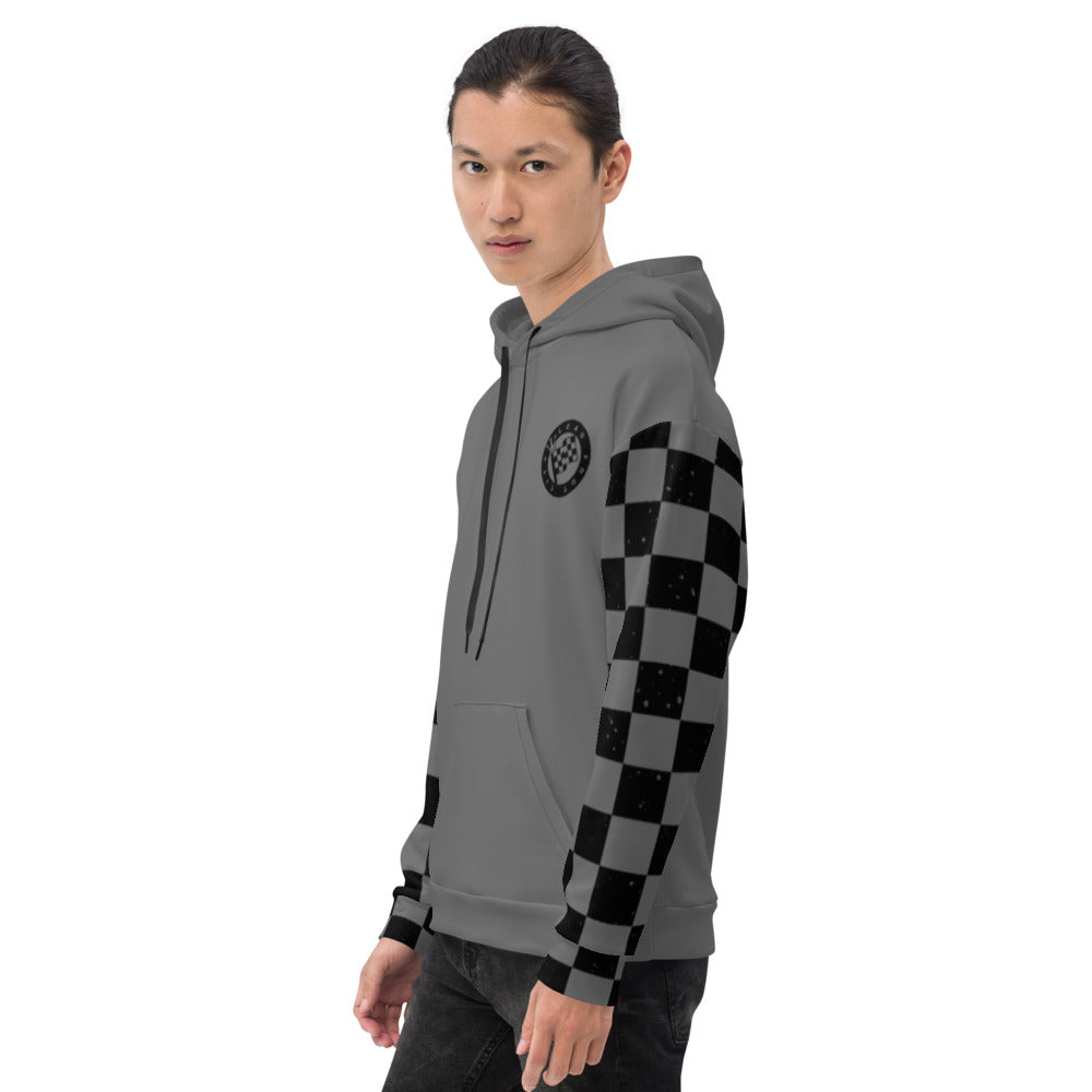 Unisex Gray Hoodie with Checkered arms from the HAUL Ass-ociation