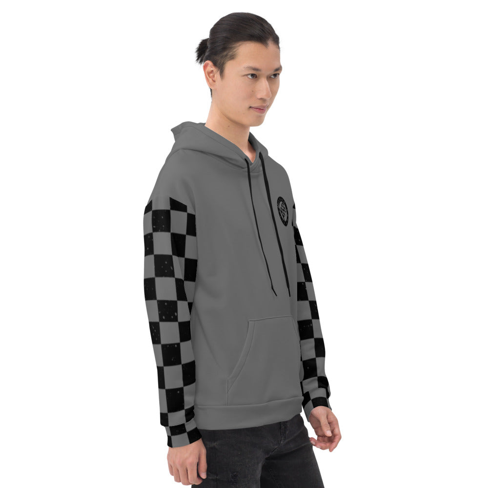 Unisex Gray Hoodie with Checkered arms from the HAUL Ass-ociation