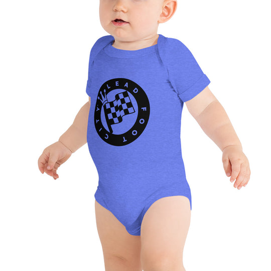 Baby short sleeve one piece, Lead Foot City Royal Flag