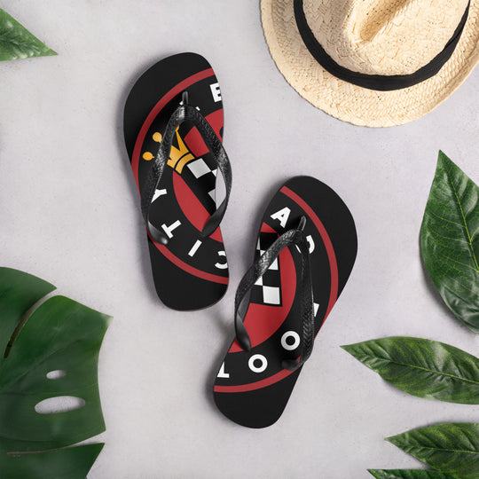 Lead Foot City Royal Flag Flip-Flops