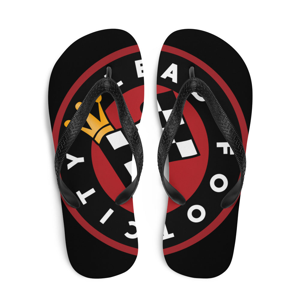 Lead Foot City Royal Flag Flip-Flops