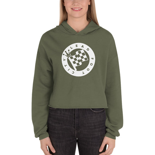 Crop Hoodie with Lead Foot City Royal Flag