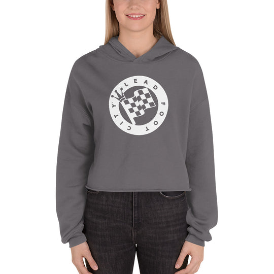 Crop Hoodie with Lead Foot City Royal Flag